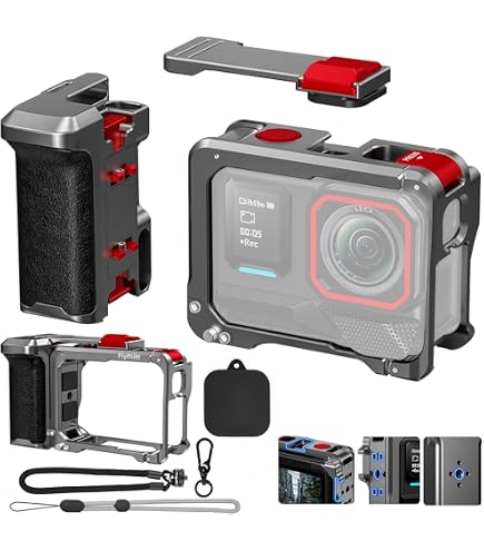 Gdraco Xplorer Grip Kit Per Insta360 Ace Pro E Ace Pro 2 – Impugnatura Ergonomica, Telaio In Silicone Con Sgancio Rapido E Cinturino