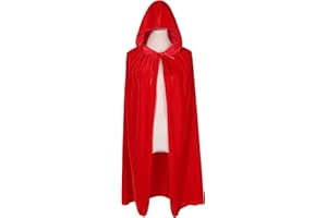 Txian Kids Hooded Velvet Cloak Halloween Christmas Fancy Cape for Kids (Red)