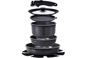 Set Di Pentole Antiaderenti In Ceramica Gipp Da 8 Pezzi Con Manico Staccabile, Pentole E Padelle Compatibili Con L'Induzione, Padelle Per Friggere E Salse Con Coperchio In Vetro