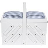 Prym Wooden Sewing Box M White with Fabric Fabric, Medium