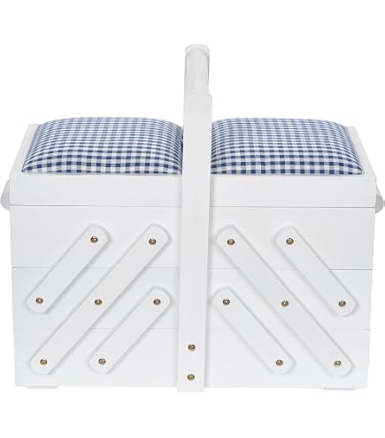 Hobby Gift Floral Sewing Box - Country Cottage Design With Wicker Roof, Plastic Tray, 21x30x26cm, Craft Storage - View #4