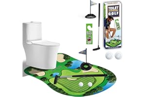 CIGAA Toilet Golf Game, Practice Mini Golf in Any Bathroom Funny Golf Gifts for Men Dad Husband Boyfriend Brother, White Elephant Gifts for Adults