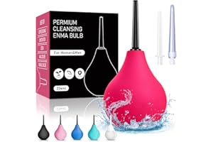 DASGUTES Pera Lavado Recto 224ml - Enema para Limpieza de Colon | Ducha Anal y Vaginal | Bulbo de Silicona Médica para Aliviar Estreñimiento | Limpiador Intestinal Seguro para Hombres y Mujeres (Fucsia)