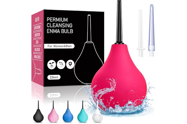 Poire Lavement Intime Anus Rectale - 224ML Douche Intime Périnée, Poire a Lavement, Lavement Colon et Intestins, Douches Anale et Vaginale Rose