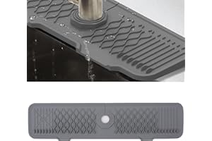 Veki Silikon Wasserhahn Matte für Abfluss Wasser, Wasserhahn Spüle Spritzschutz, Abtropfmatte Absorbierende, Wasserfänger Matte für Küche und Badezimmer Arbeitsplatte Schützen (Grau, 61 cm)