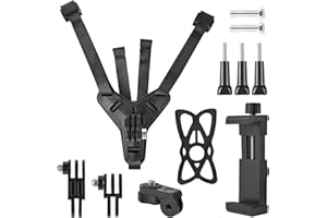 ShipeeKin Supporto per casco da moto Supporto per il mento per cinghia con braccio di estensione per telefoni cellulari e tutte le serie Gopro Hero, Insta360, SJCAM, EK7000, Xiaomi Yi 4K ecc