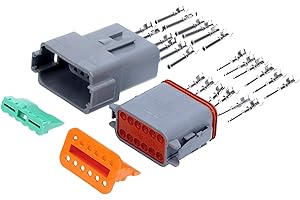 Kalitec KALI-1212 DEUTSCH DT Juego de conectores 12 polos I resistente al agua IP68 I Conector alemán coche para moto, coche I sección transversal del conductor 0,75-2 mm² 18-14 AWG I poliamida