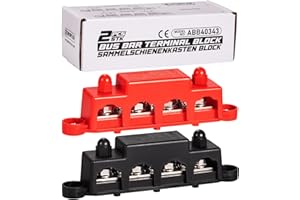 Spurtar Blocco di Distribuzione dell'alimentazione con 4x M8 Bulloni e 3x M4 Viti 12V 24V 48V 250A Busbar per Auto Camion Camper Barca Rimorchio