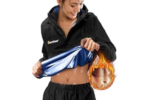 Junlan Saunaanzug für Frauen Schwitzen Sauna Hose Sweatjacke Gym Workout Weste Schweißanzüge für Frauen