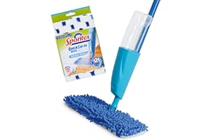 Spontex Quick Spray Duo Balai plat lave-sol avec vaporisateur intégré et têtes de balai lavables en microfibre | Nettoie les sols stratifiés, planchers et carrelages | Tête réversible