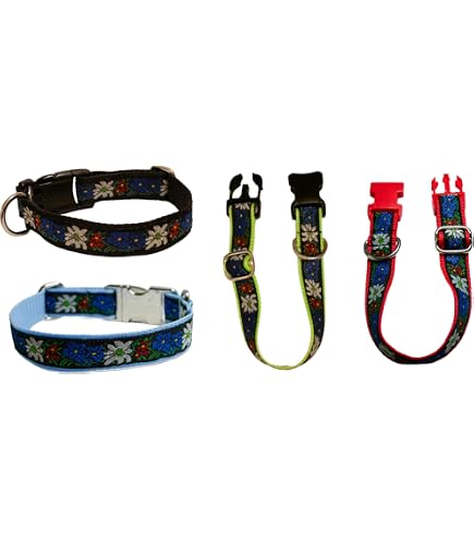 Hundehalsband Edelweiß Schwarz – Verstellbar 35–58 Cm, 2,5 Cm Breit, Wasserfest