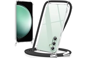caslord Handykette kompatibel mit Samsung Galaxy S23 FE, Necklace Handyhülle mit Band Transparent Schutzhülle, Handyhülle für zum Umhängen [Stoßfest] [Kameraschutz] [Längenverstellbar] Schwarz