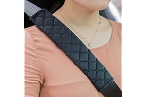 Mosebears Almohadilla de confort para cinturón de seguridad del automóvil con correa (Paquete de 2) (Negro)
