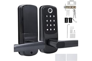 PONGNAS Smart Door Lock, Fingerprint Password Door Lock WiFi Electronic Touchscreen Lock con maniglia, 5 modi per sbloccare, supporto Alexa Voice Control