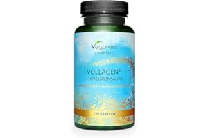Collagène VEGAN + Acide Hyaluronique Naturel | Avec Vollagen® - PREMIUM Qualité | 18 Acides Aminés | Végétal & Sans Additifs | Anti-Age + Peau + Articulations | 120 Gélules | Vegavero®