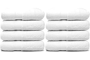 LEBENGOOD Juego de Toallas Baño y Lavabo 100% Algodón Premium 550gsm | Toallas Suaves, Absorbentes y Resistentes para Ducha, Hotel, SPA y Gym | Set de 8 Toallas Mano y Cuerpo (8 50X90 Blanco)