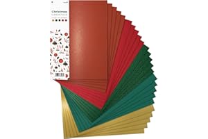 Netuno 25 x kreatywny karton bożonarodzeniowy DIN A4 210 × 297 mm, 5-kolorowy karton fotograficzny, miks, zestaw kartek z glinianymi znakami, dekoracja bożonarodzeniowa, karton do majsterkowania, Boże