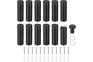 PATIKIL 5/8 x 2 Inch Sign Standoff Screws, 12 Set Stainless Steel Wall Standoff Mounting Hardware Advertising Glass Nail for Hanging Acrylic Picture Frame Acrylic Panel, Black