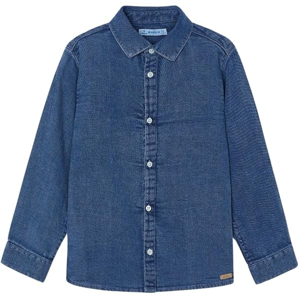 Mayoral Camicia Jeans Bambino/Ragazzo - Manica Lunga In Cotone 100% Colore Scuro - Foto 2