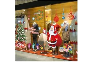 Tuopuda Autocollant NoëL FenêTres en Verre De Mur Sticker - Film Transparent Mur Amovible Santa Claus Autocollants (père Noël)