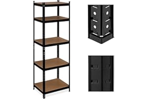 ‎RELAXDAYS Relaxdays Regał do dużych obciążeń, HBT 180 x 60 x 45 cm, 500 kg, 5 poziomów, piwnica, garaż, regał magazynowy do wtykania, stal, czarny