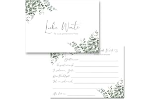 ‎MAVANTO 50x Liebe Worte an das Hochzeitspaar - Wunschkarten Gästekarten als Alternative zum Gästebuch (Eukalyptus)