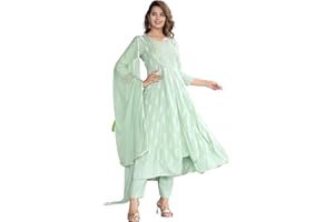JD Finishing Rayon bedruckte Kurta mit Hose und Dupatta-Set für Damen, lang, mittellang, Kurtis, Mädchen, stilvoll, trendiges Design, Anarkali Kurta, knöchellang, gerade