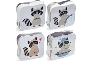 MIJOMA 4er Set Magische Waschlappen Magische Handtücher Zaubertuch Zauberhandtuch - Kinder Mitbringsel Mitgebsel Tombola - 100% Baumwolle, Entfaltet Sich in warmem Wasser (Waschbärenspaß)