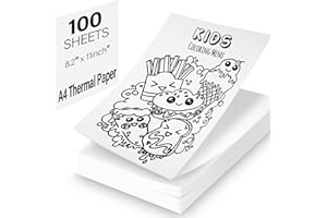 LEDEBOUK Feuilles Papier Thermique à Séchage Rapide A4 pour Imprimante Portable A4, Papier Thermique Blanc Pliable, Papier Thermiques a4 pour Photo, Documents, Contrats, 210mm×297mm (100)