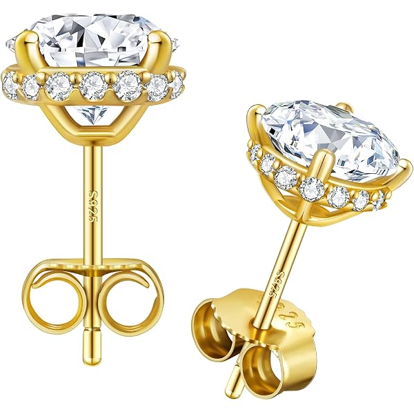 Moissanit Ohrringe Für Frauen – 1ct (2ct Paar), Farbe D, VVS1, 925er Silber Mit 18K Weißgold Plattiert