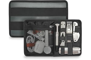 TACTICAL_GEEK TCM10 EDC Organizer tablica, antypoślizgowa, elastyczna tkana, panel z wkładką do torby z kieszenią z siatki na zamek błyskawiczny, akcesoria do plecaka do codziennej organizacji (czarna