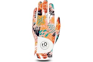 FINGER TEN Gants De Golf Femme Main Gauche Droite Motif imprimé poignée Marqueur De Balle Pack， Gant Durable Respirant Doux Taille S M L XL Sport