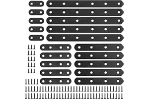 Glarks 110 pezzi 20 pezzi 40 mm 80 mm 130 mm 200 mm piatto angolo dritto gancio nero piastra giunto in metallo staffa di riparazione riparazione con viti di montaggio set per mobili in legno