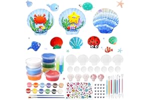 Landifor Kids Sea Shell Painting Kit Seashell Art Craft Painting Toy Glow in Dark DIY Creative Shell Craft Gift with 17pcs Seashells Clay Paints for Child Boy Girl Ages 4+ Party Game Activities