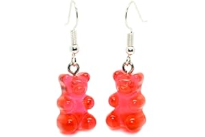 Bluebubble MY SWEET SHOP Jelly Red Gummy Bear Dangle Earrings on Gift Card
