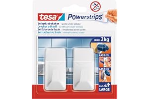 tesa Powerstrips krokar, stora, fyrkantiga - vita - 2 kg bärkraft