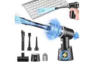 Judavry Aspirateur à Main sans Fil avec Base de Chargement, 4500PA, 120W Portable Mini Aspirateur Voiture, Soufflette Air Comprimé, Dépoussiérant pour Voiture, Maison, Nettoyage de Bureau