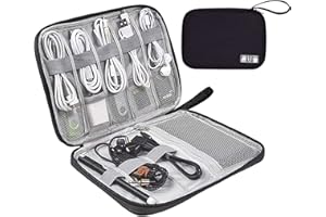 XongSyue Organizador Cables Viaje, Impermeable Estuche Cables, Accesorios de Electrónica Bolsa Cables, Estuche Cables Portátil, para Cables, Disco Duro, memorias USB, Tarjetas SD(Negro)