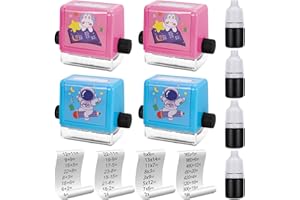 umorismo 4 Stück Roller Digitaler Lehrstempel, wiederverwendbarer Berechnungs Mathe Stempel, Rollstempel Für Addition, Subtraktion,Multiplikation,Division Zum Unterrichten Von Mathematikübungen