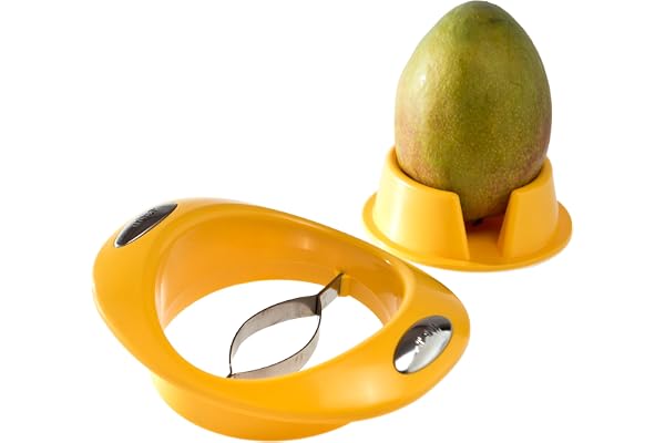 GSD Mango skivare med stativ, rostfritt stål, silver/gul, 16,99 x 14 x 5 cm