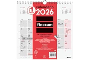 Finocam - Calendario de pared 2026 Mes Vista Enero - Diciembre (12 meses) | Calendario 2026 para anotar | Planificador mensual Neutro - Español