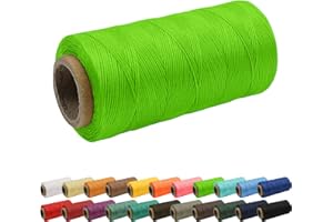 Uiopa 1mm x 260m Wachsfaden, 150D Flache Sattlergarn Ledergarn Gewachst, Leder Nähen Faden Gewachste Schnur für Nähprojekte, Buchbinderei, Schuhreparatur, Schmuck