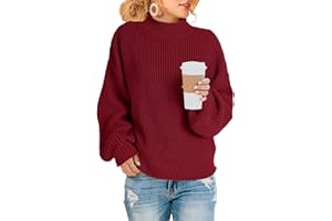 Saodimallsu Damskie swetry z golfem oversize nietoperz długi rękaw sweter luźny gruby dzianinowy sweter