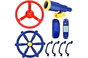 Aragallant Juego de Torre de Juego para Volante, Agarres de Marco de Escalada para Niños, Prismáticos, Juguetes Telefónicos, Volantes para Niños (Azul)