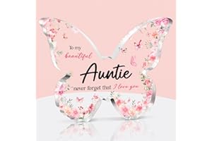 Brikabia Auntie Christmas Gifts, Auntie Birthday Gifts, Beautiful Butterfly Acrylic Plaque, Best Auntie Gifts from Niece Nephew, Mothers Day Christmas Wedding Gifts for Aunt Auntie