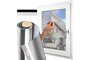 GUTSBOX Pellicola Specchio per Finestra Pellicola Riflettente Finestre Anti 99% UV Controllo 85% Calore Protezione Privacy Pellicola Decorativa per Ufficio Casa, 40X200