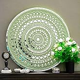 Unique wants Lippan art wall hanging with mirror work, green 14 inch
