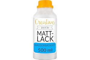 Creative Deco Acryl Mattlack Firnis | 500 ml Flasche Klarlack | Oberflächenfinish auf Wasserbasis | Permanenter farbloser Lack | Verwendung im Innen- und Außenbereich | Bastelprojekte und Gemälde