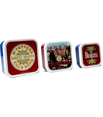 Half Moon Bay Beatles Snackbox-Set – 3 Gelbe Kunststoff-Frischhaltedosen Mit Deckel, Lunchbox Für Kinder & Erwachsene