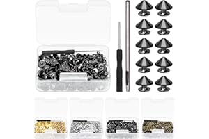 Glarks Set di 100 punte e punte per pistola a cono da 4,7 mm, viti per rivetti in pelle per abbigliamento